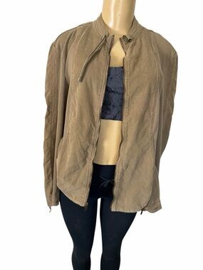 Wearable light weight micro corduroy khaki jacket large